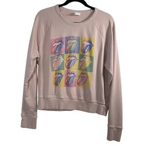 LETLUV Rolling Stones Pink Graphic Sweatshirt Crewneck Pullover Anthropologie XS